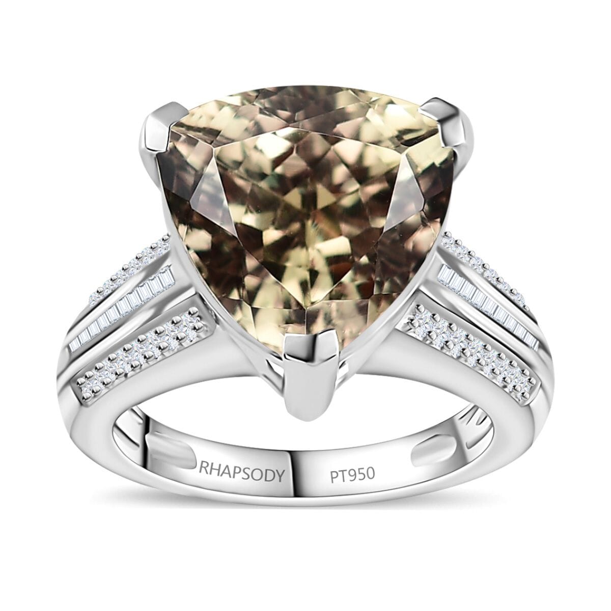 Certified & Appraised Rhapsody AAAA Turkizite and E-F VS2 Diamond 10.35 ctw Statement Ring in 950 Platinum (Size 9.0) 7.80 Grams image number 0