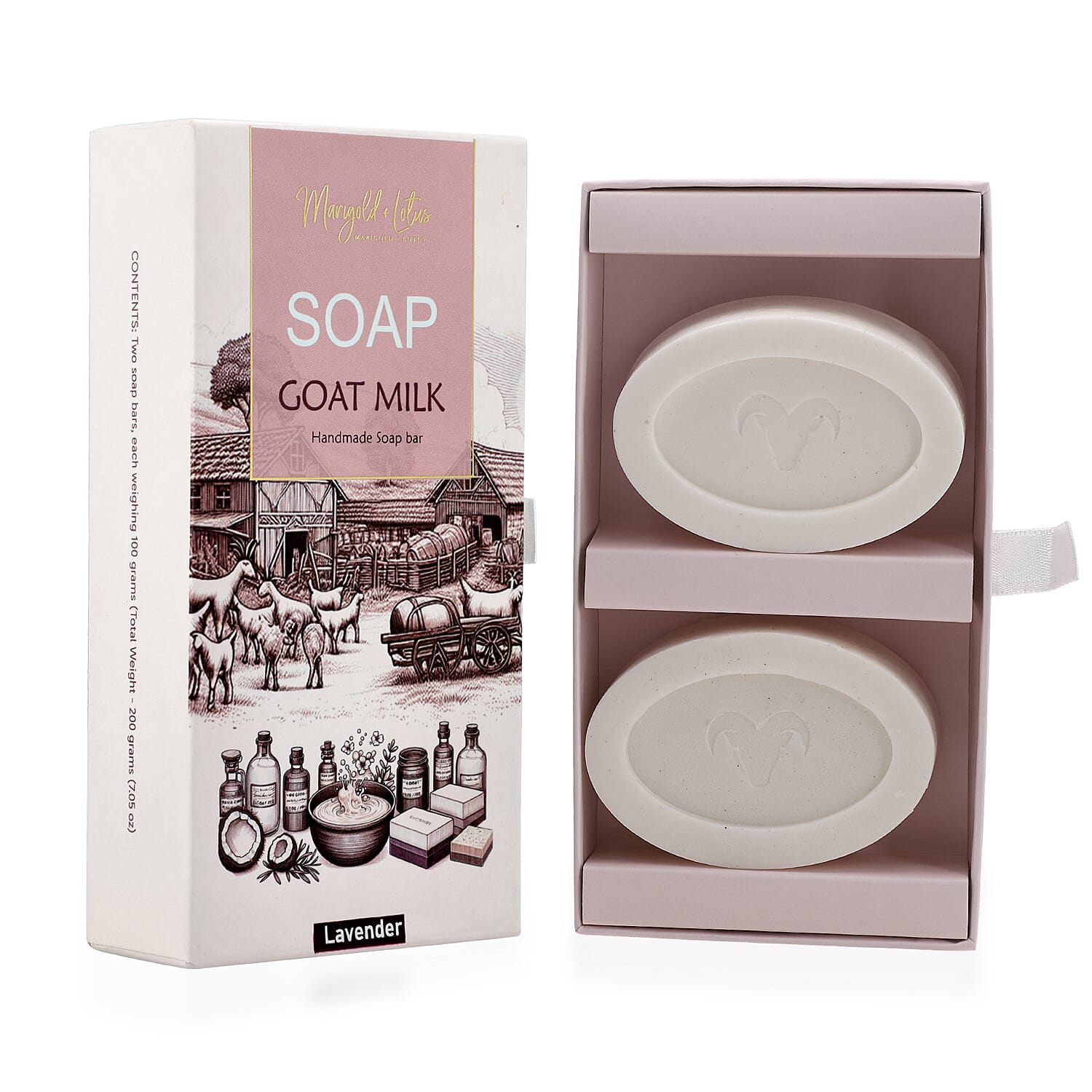 Wamiles EXTRA SOAP 2本、EXTRA MILKセット Buy Marigold and Lotus Set of 2 Goat Milk Soap - Lavender