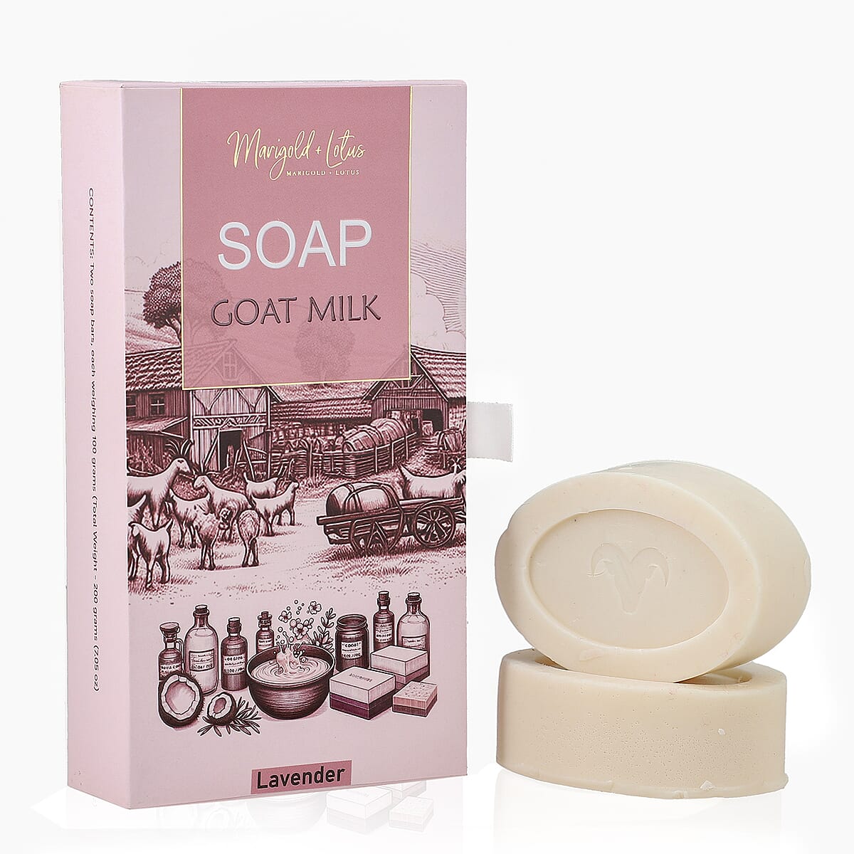 Marigold and Lotus Set of 2 Goat Milk Soap - Lavender fragrance image number 0