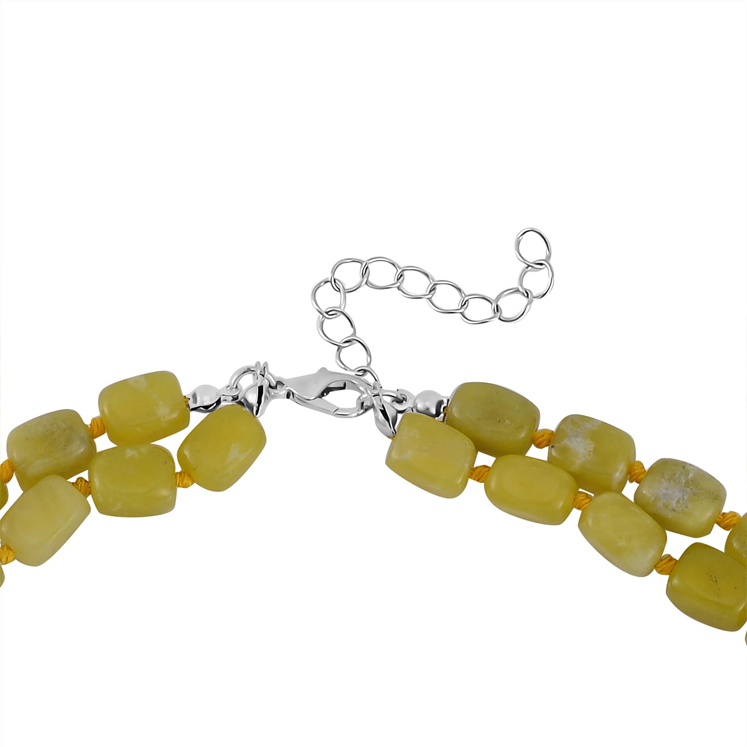 Lemon Quartz Two Row Beaded Necklace 20-22 Inches with Matching Pendant in Silvertone 628.25 ctw