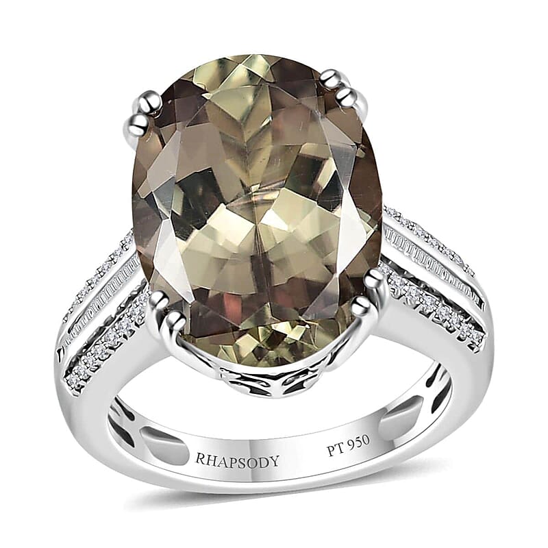 Certified & Appraised Rhapsody 950 Platinum AAAA Turkizite and Diamond 10.90 ctw Statement Ring (Size 10.0) 8.65 Grams