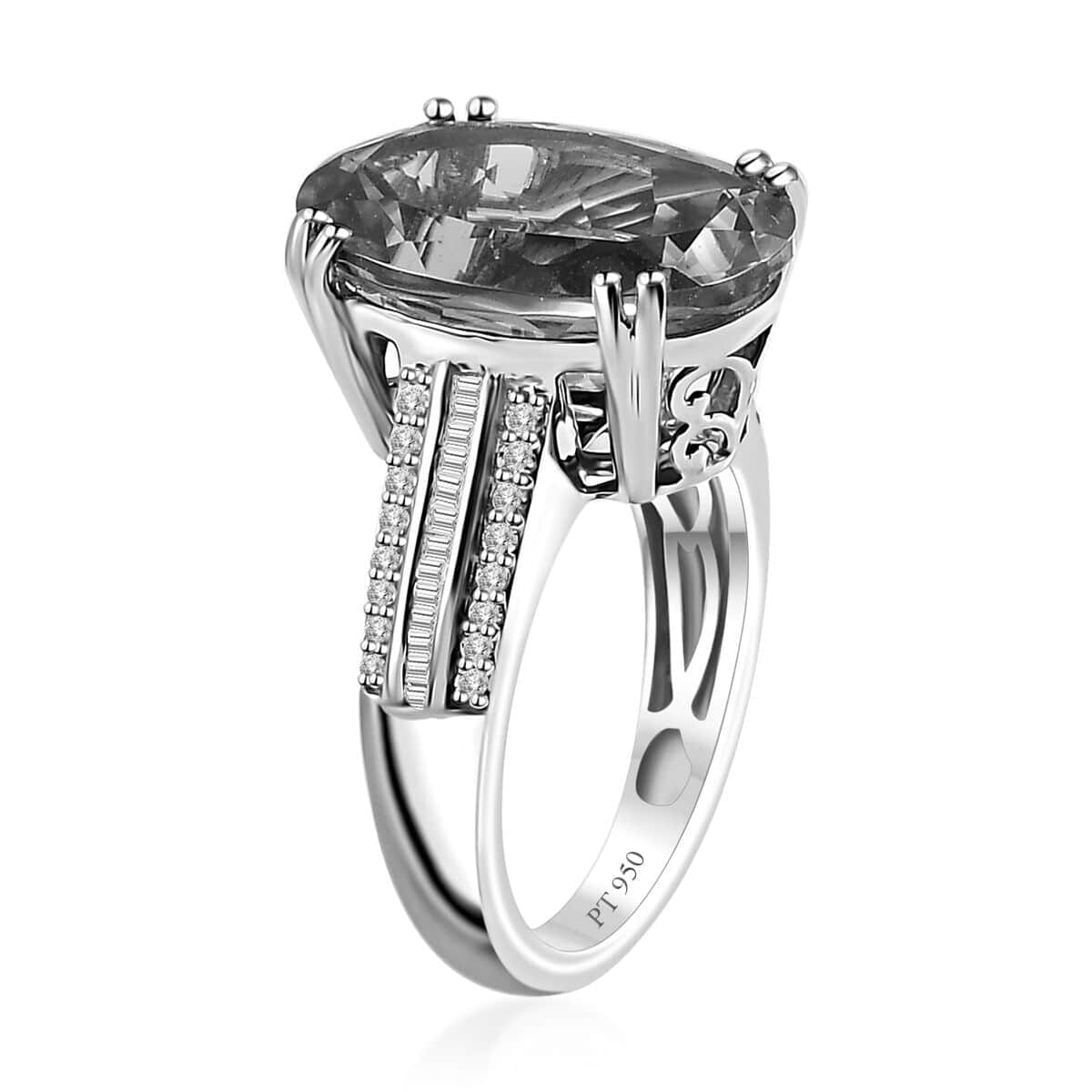 Certified & Appraised Rhapsody 950 Platinum AAAA Turkizite and Diamond 10.90 ctw Statement Ring (Size 7.5) 8.65 Grams image number 3