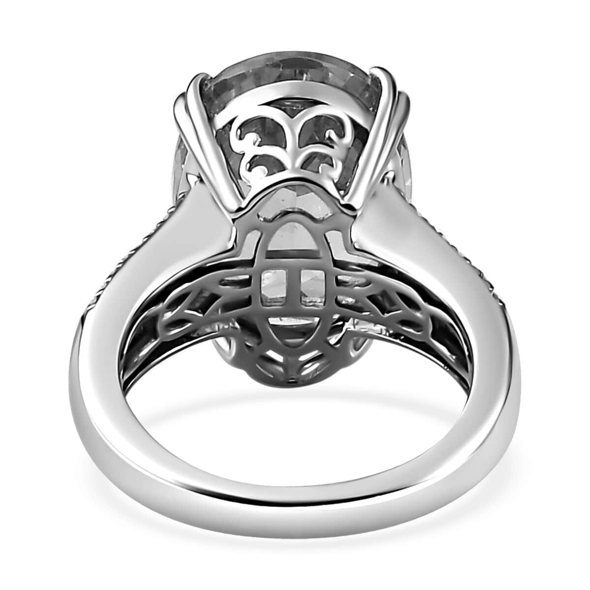 Certified & Appraised Rhapsody 950 Platinum AAAA Turkizite and Diamond 10.90 ctw Statement Ring (Size 7.5) 8.65 Grams image number 4