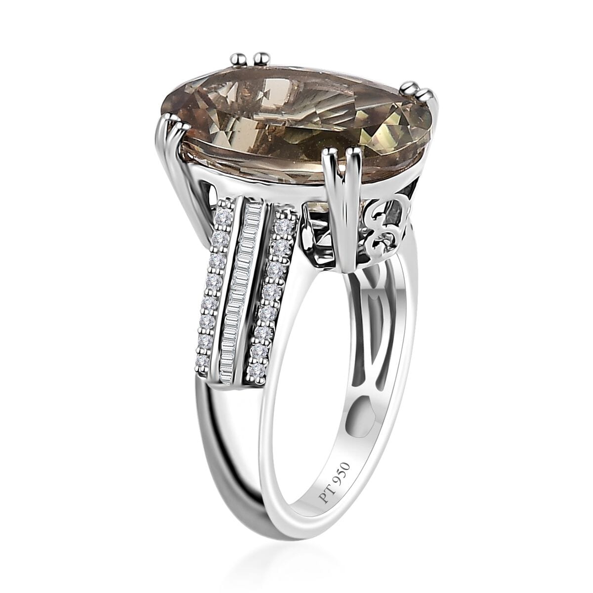 Certified & Appraised Rhapsody AAAA Turkizite and E-F VS2 Diamond 10.90 ctw Ring in 950 Platinum (Size 8.0) 8.65 Grams image number 3