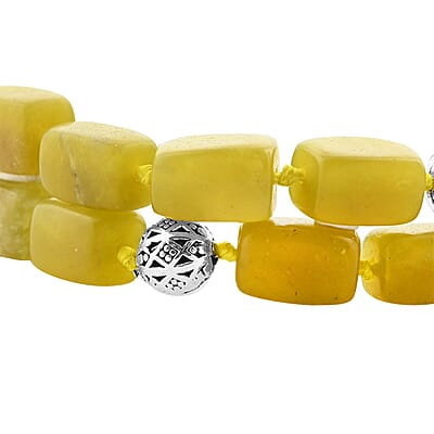 Lemon Quartz 2 Row Beaded Bracelet in Silvertone (7.0-9.0In) 160.75 ctw