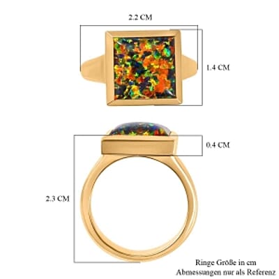 Lab Created Black Opal 2.45 ctw Ring in Vermeil Yellow Gold Over Sterling Silver (Size 9)
