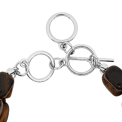 Yellow Tiger's Eye 2 Row Beaded Bracelet in Silvertone (7.0-9.0In) 165.00 ctw
