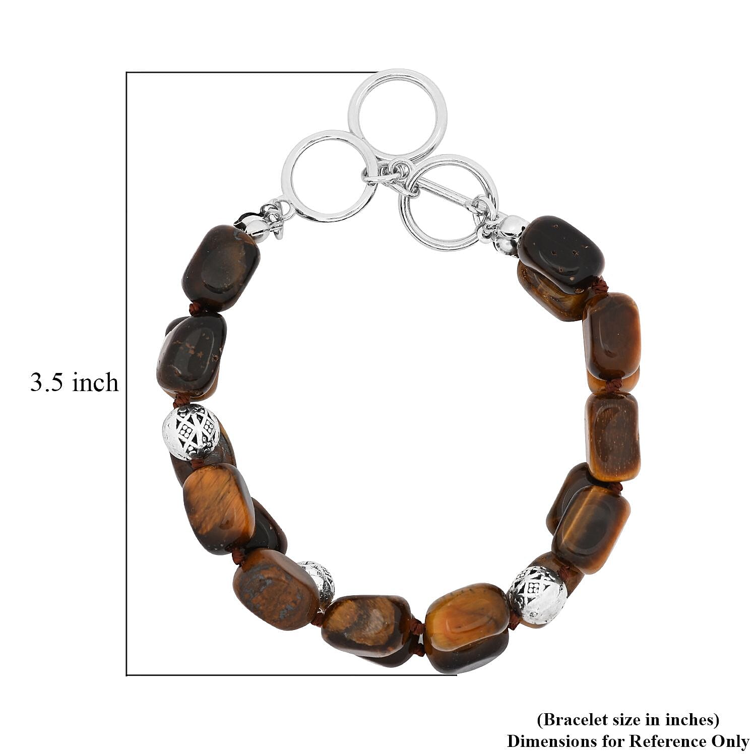 Yellow Tiger's Eye 2 Row Beaded Bracelet in Silvertone (7.0-9.0In) 165.00 ctw
