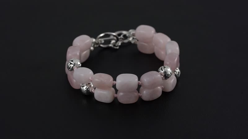 Galilea Rose Quartz 2 Row Beaded Bracelet in Silvertone (7.0-9.0In) 188.00 ctw