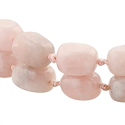 Galilea Rose Quartz 2 Row Beaded Bracelet in Silvertone (7.0-9.0In) 188.00 ctw