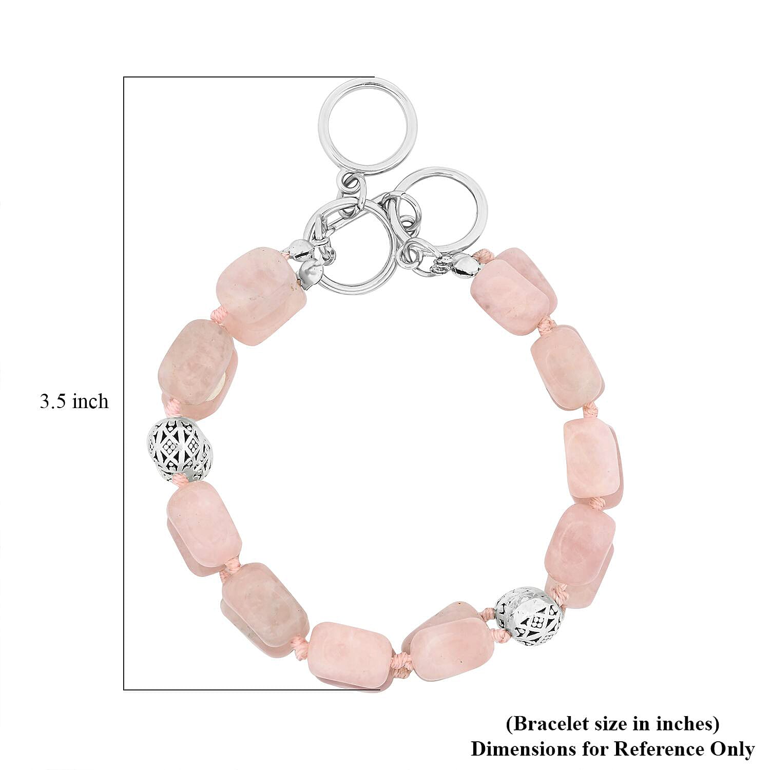 Galilea Rose Quartz 2 Row Beaded Bracelet in Silvertone (7.0-9.0In) 188.00 ctw