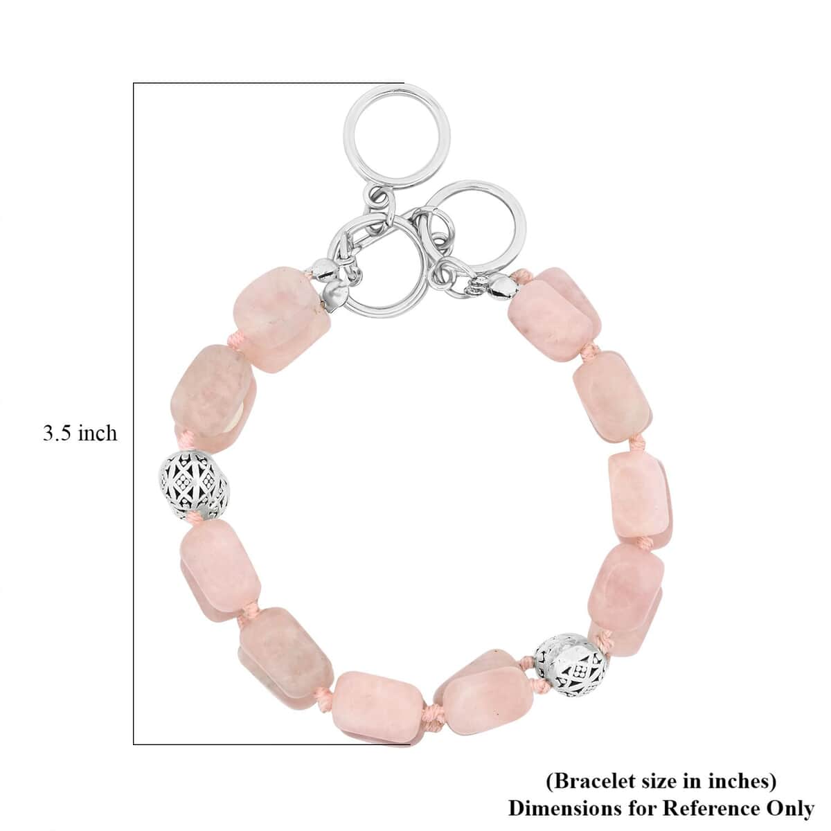 Galilea Rose Quartz 2 Row Beaded Bracelet in Silvertone (7.0-9.0In) 188.00 ctw image number 5