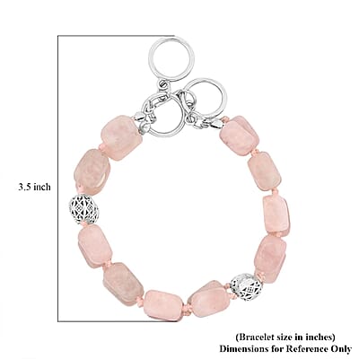 Galilea Rose Quartz 2 Row Beaded Bracelet in Silvertone (7.0-9.0In) 188.00 ctw