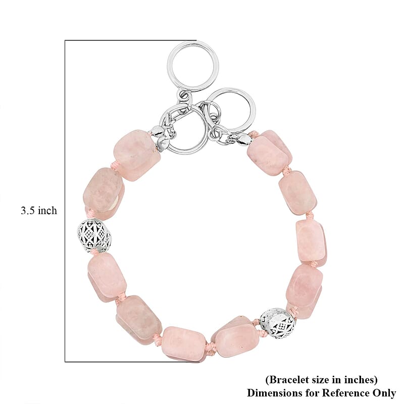 Galilea Rose Quartz 2 Row Beaded Bracelet in Silvertone (7.0-9.0In) 188.00 ctw