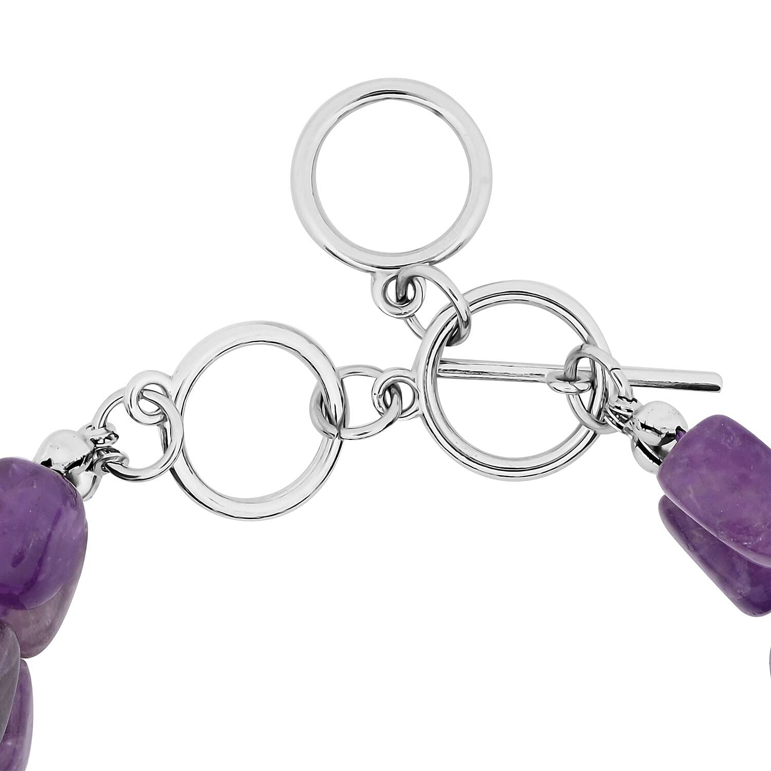 Bi-Color Amethyst 2 Row Beaded Bracelet in Silvertone (7.0-9.0In) 212.50 ctw