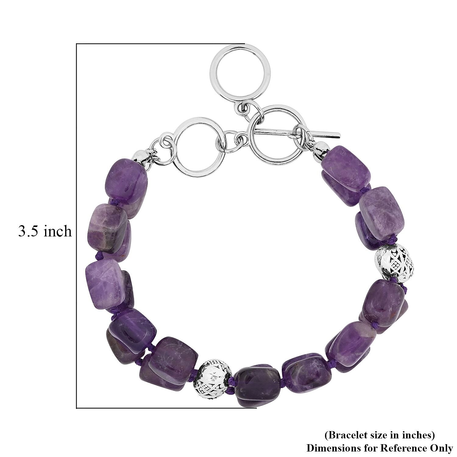 Bi-Color Amethyst 2 Row Beaded Bracelet in Silvertone (7.0-9.0In) 212.50 ctw