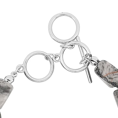 Map Jasper 2 Row Beaded Bracelet in Silvertone (7.0-9.0In) 201.85 ctw