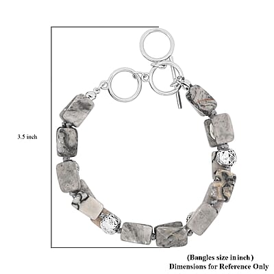 Map Jasper 2 Row Beaded Bracelet in Silvertone (7.0-9.0In) 201.85 ctw