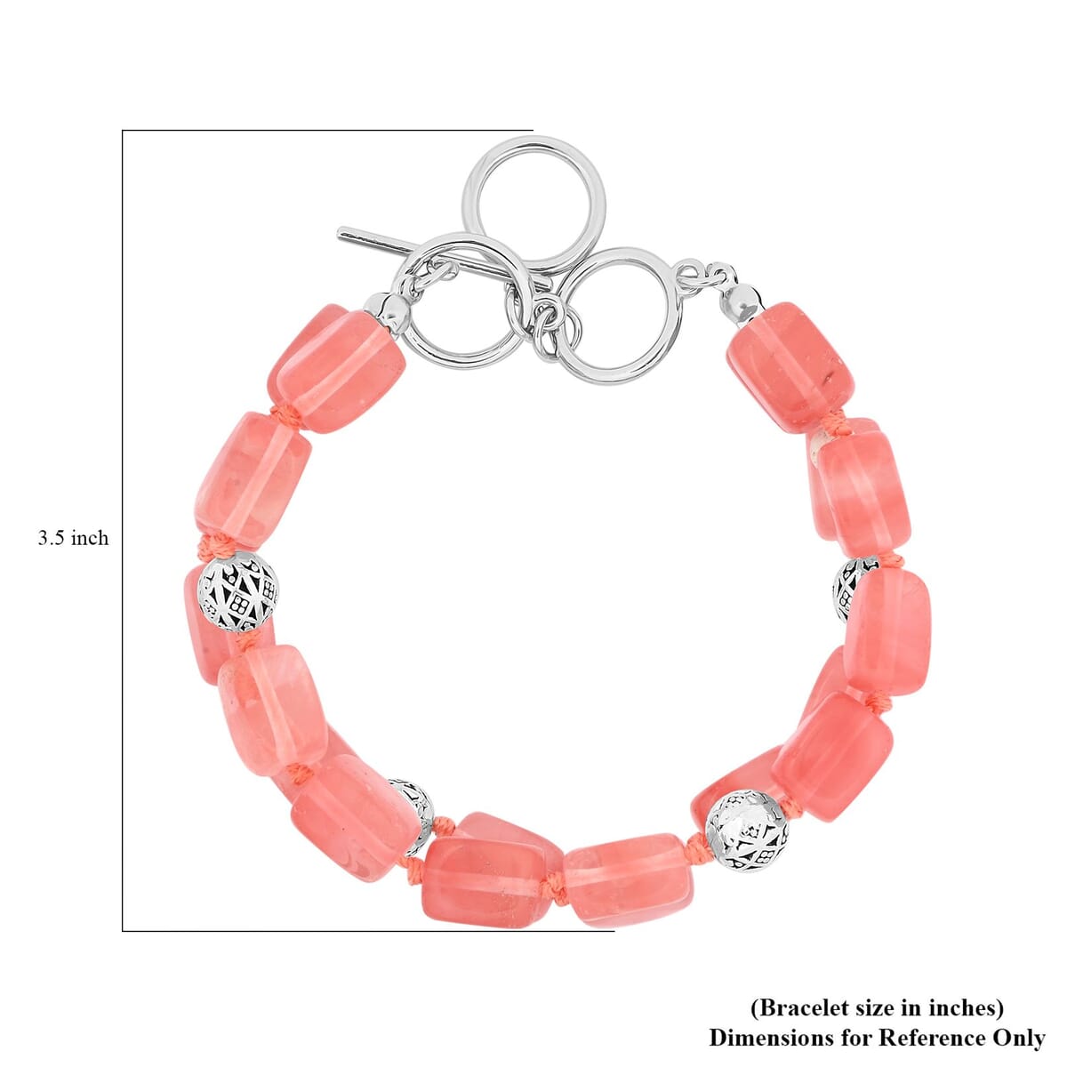 Cherry Quartz 2 Row Beaded Bracelet in Silvertone (7.0-9.0In) 153.20 ctw image number 5