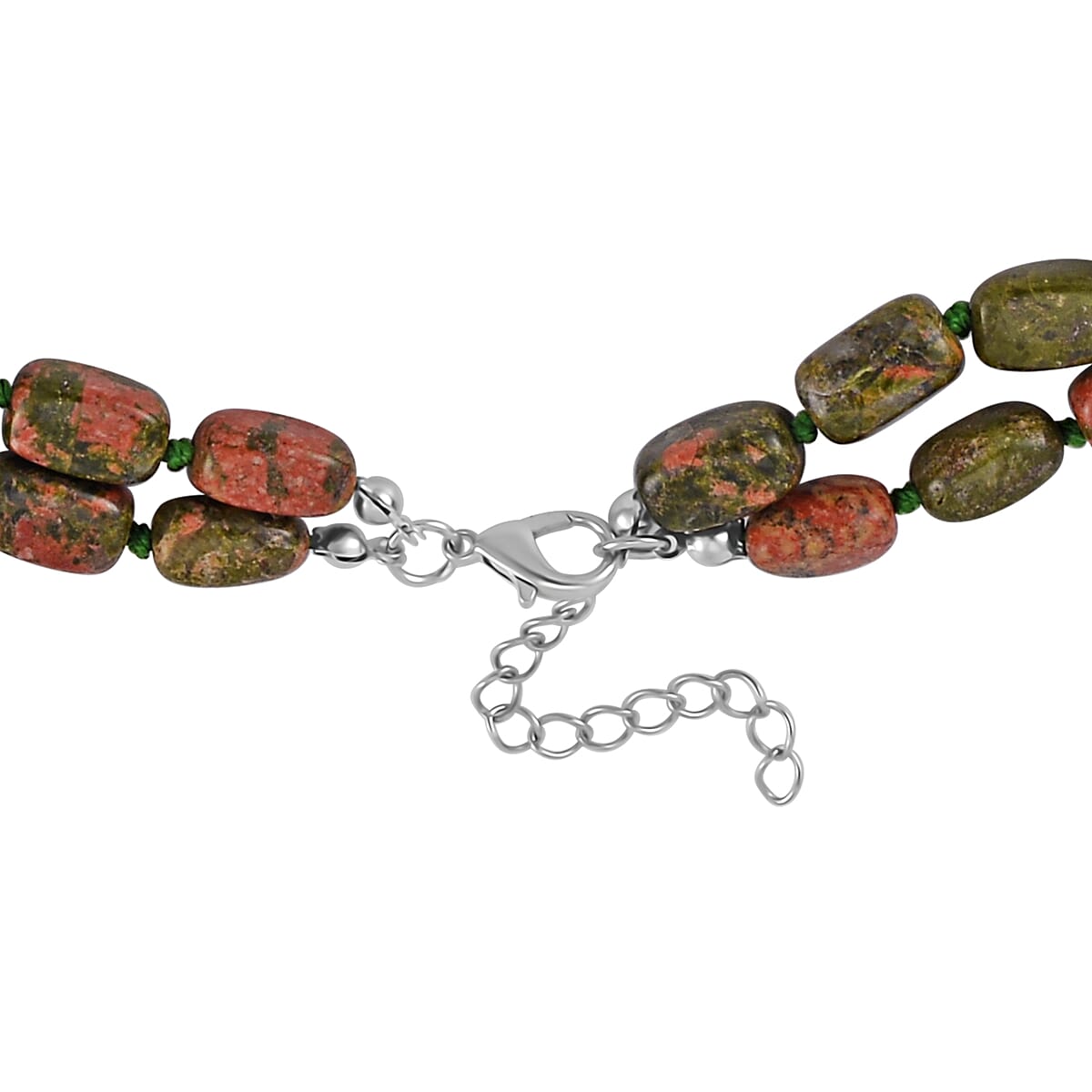 Unakite Two Row Beaded Necklace (20 Inches) with Matching Pendant in Silvertone 708.60 ctw image number 3