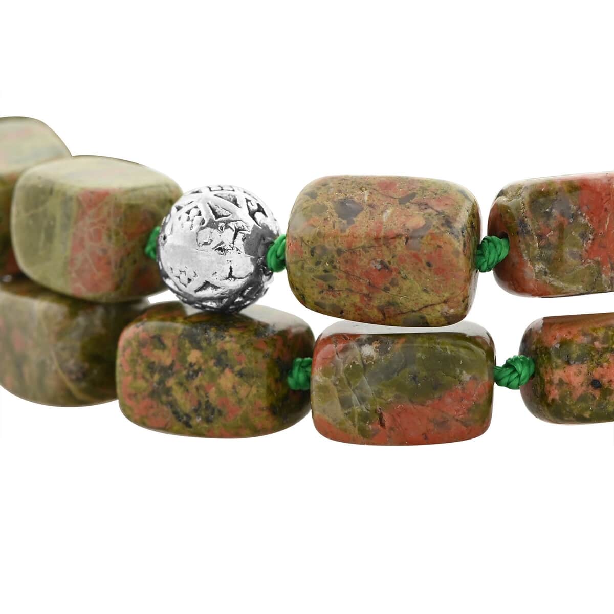 Unakite 2 Row Beaded Bracelet in Silvertone (7.0-9.0In) 180.00 ctw image number 3