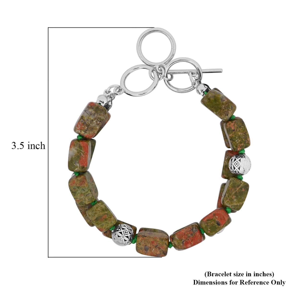 Unakite 2 Row Beaded Bracelet in Silvertone (7.0-9.0In) 180.00 ctw image number 5