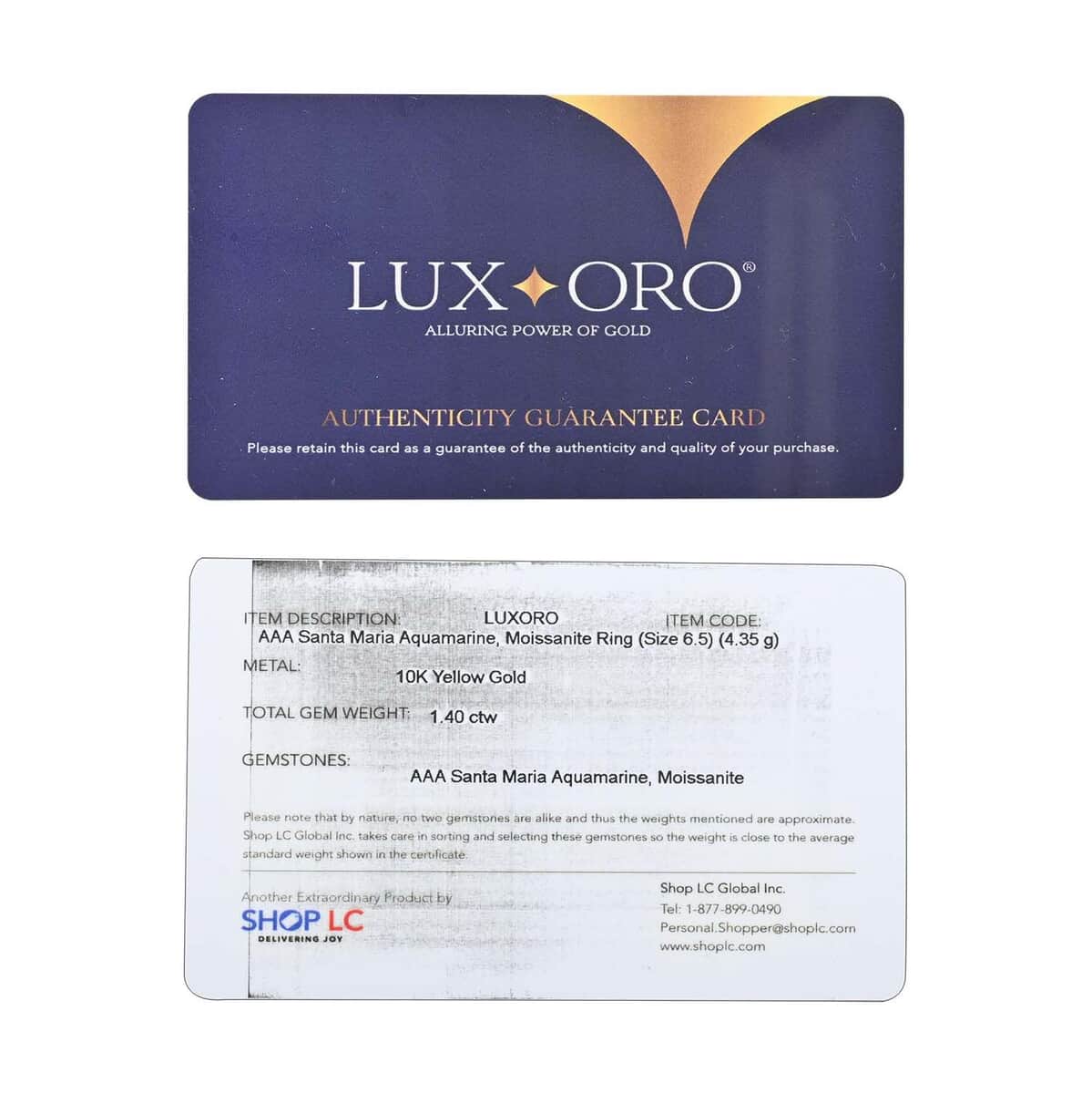 Luxoro 10K Yellow Gold AAA Santa Maria Aquamarine and Moissanite Ring (Size 6.5) 4.35 Grams 1.40 ctw image number 5