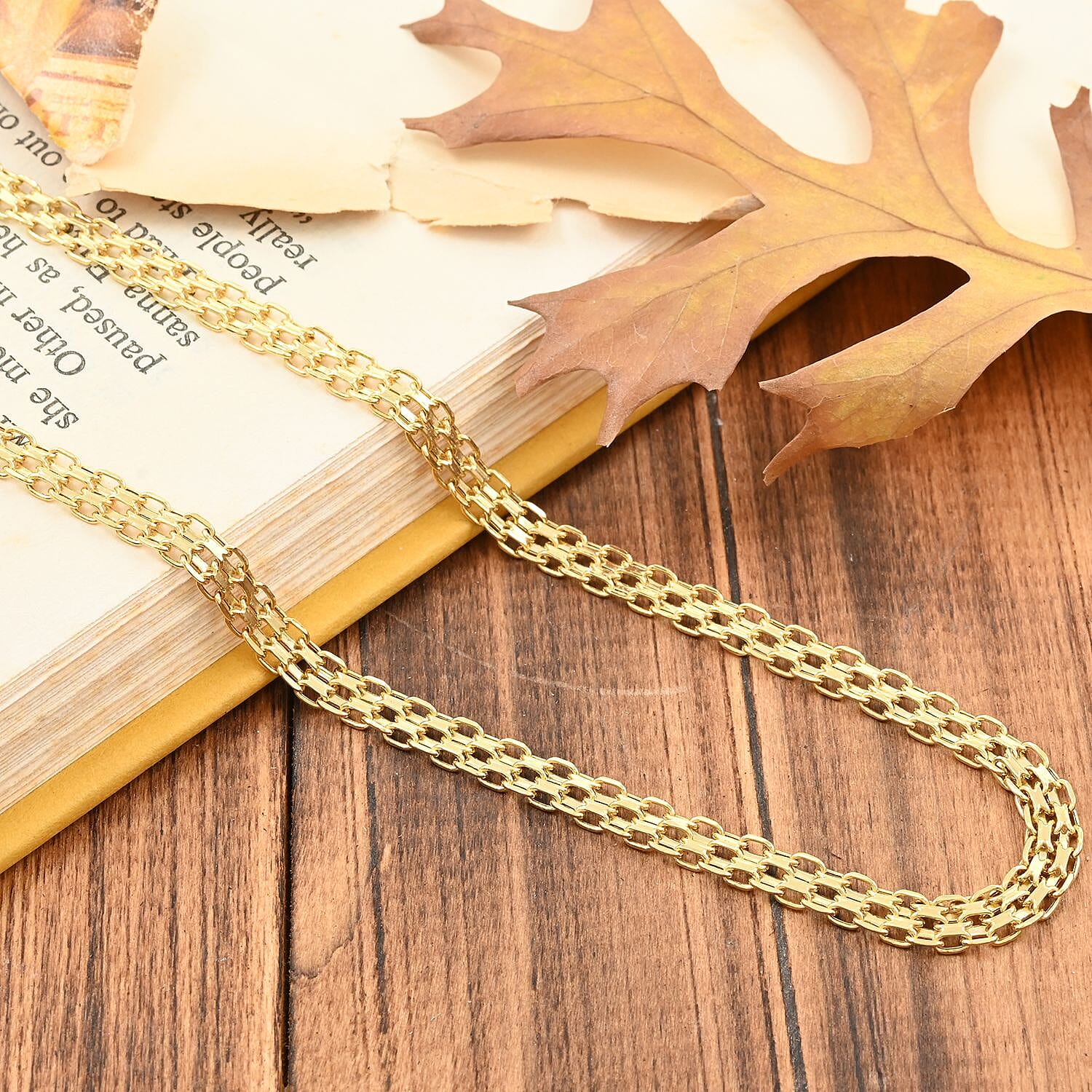 Italian 10K Yellow Gold 2 Strand Bismark Chain Necklace 20 Inches 5.20 Grams