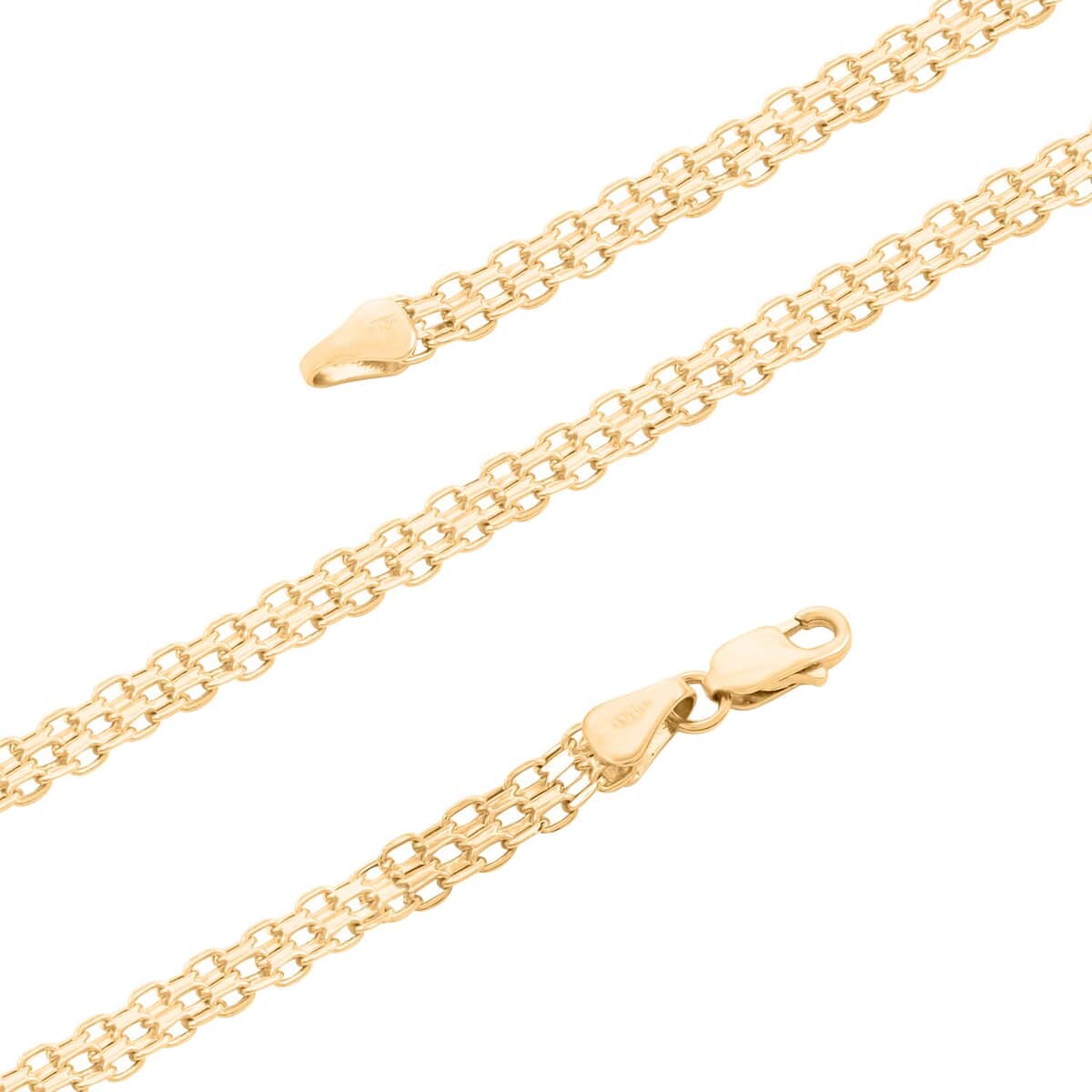 Italian 10K Yellow Gold 2 Strand Bismark Chain Necklace 20 Inches 5.20 Grams image number 2