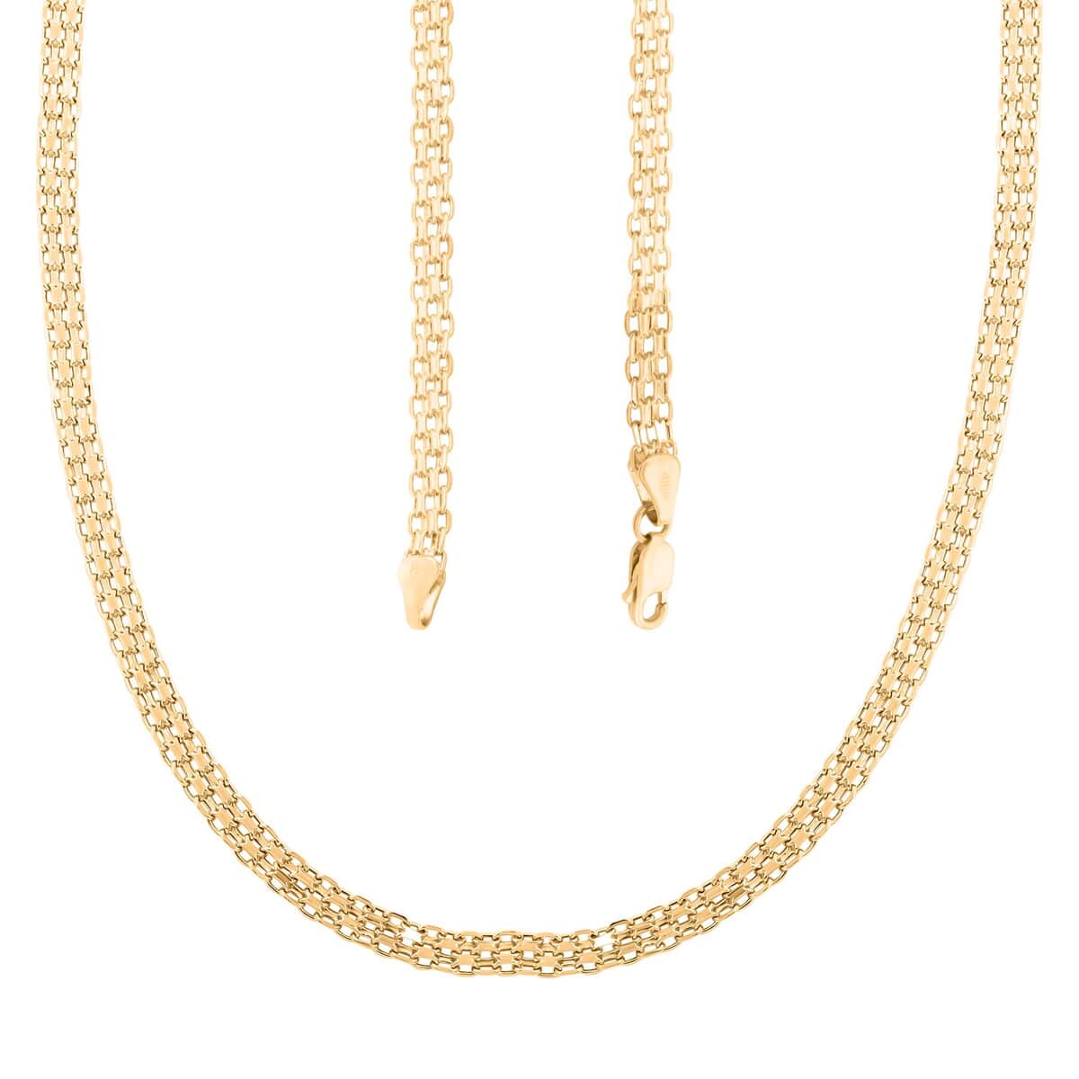 Italian 10K Yellow Gold 2 Strand Bismark Chain Necklace 20 Inches 5.20 Grams image number 3