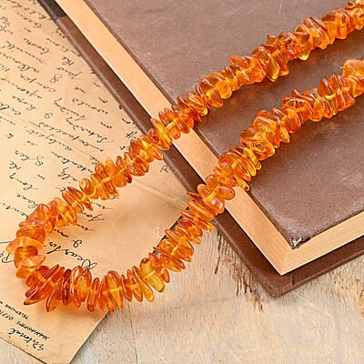 Baltic Amber Golden Chips Necklace 24 Inches