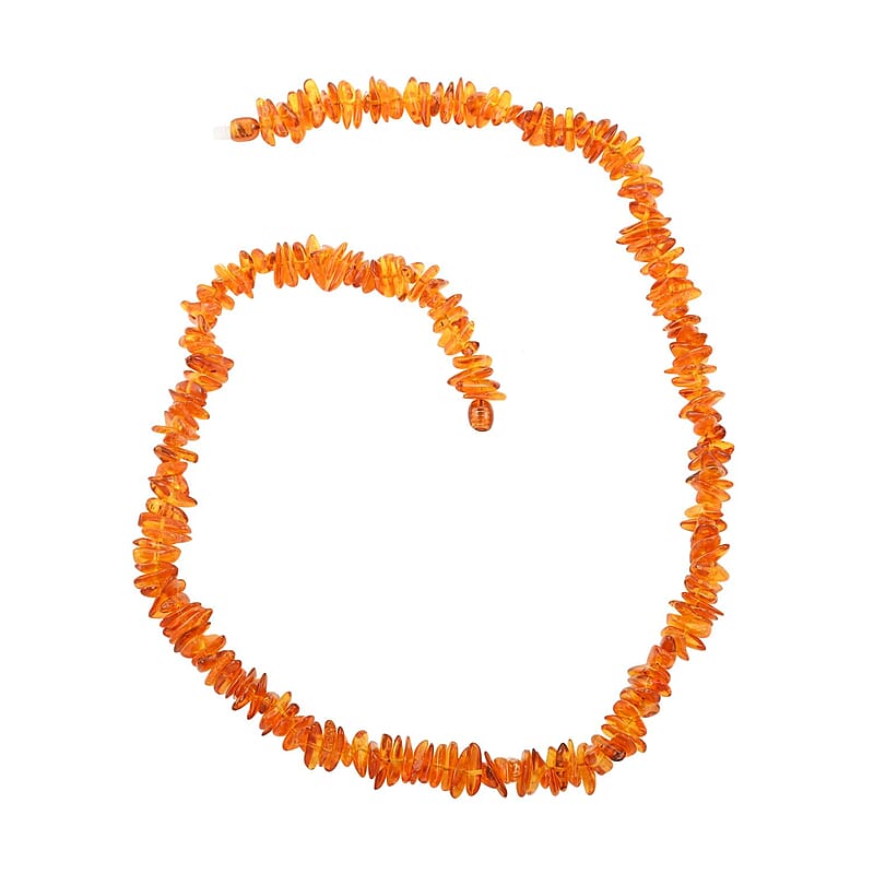 Baltic Amber Flame Chips Beaded Necklace 25 Inches