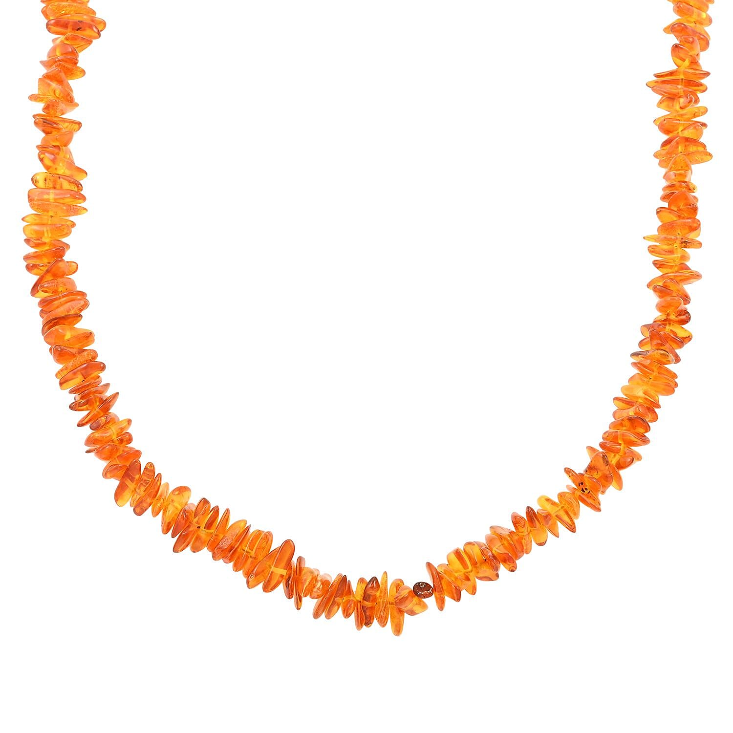 Baltic Amber Flame Chips Beaded Necklace 25 Inches