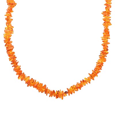 Baltic Amber Flame Chips Beaded Necklace 25 Inches