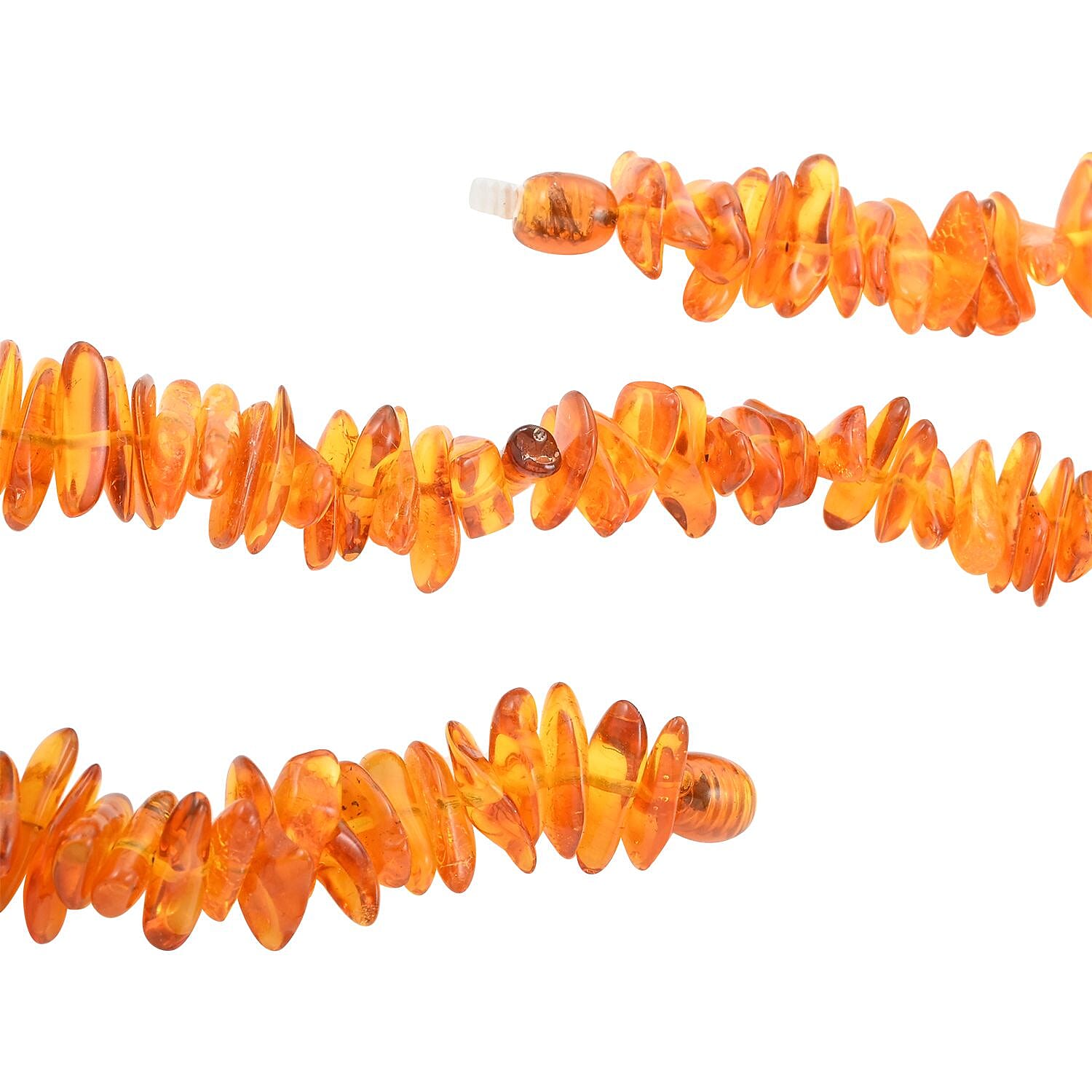Baltic Amber Flame Chips Beaded Necklace 25 Inches