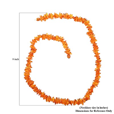 Baltic Amber Flame Chips Beaded Necklace 25 Inches