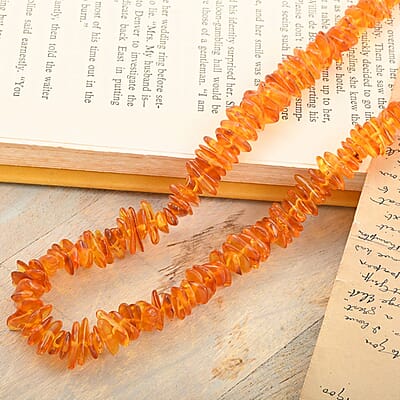 Multi Color Baltic Amber Chips Necklace 26 Inches