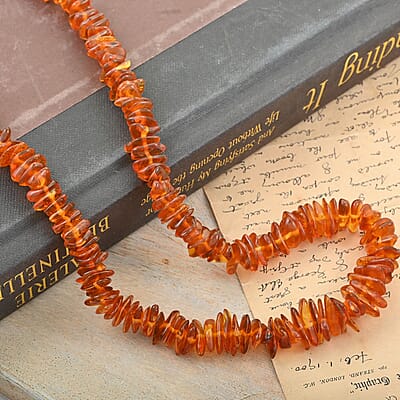 Amber Beaded Necklace 25 Inches