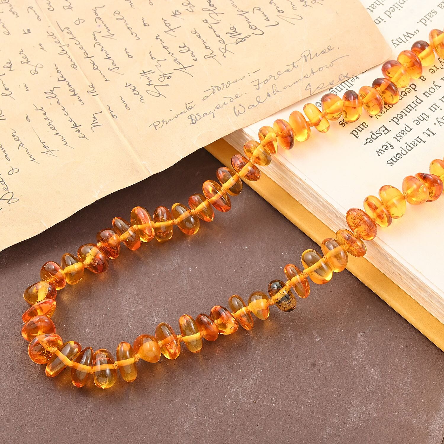 Amber Beaded Necklace 28 Inches