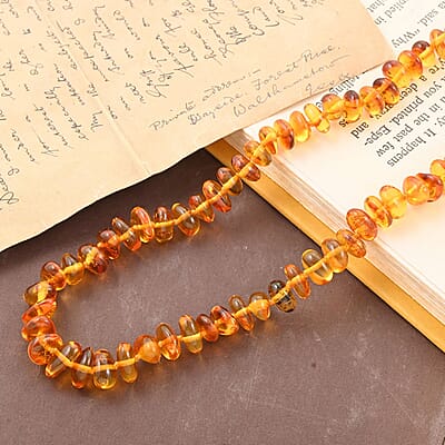 Amber Beaded Necklace 28 Inches