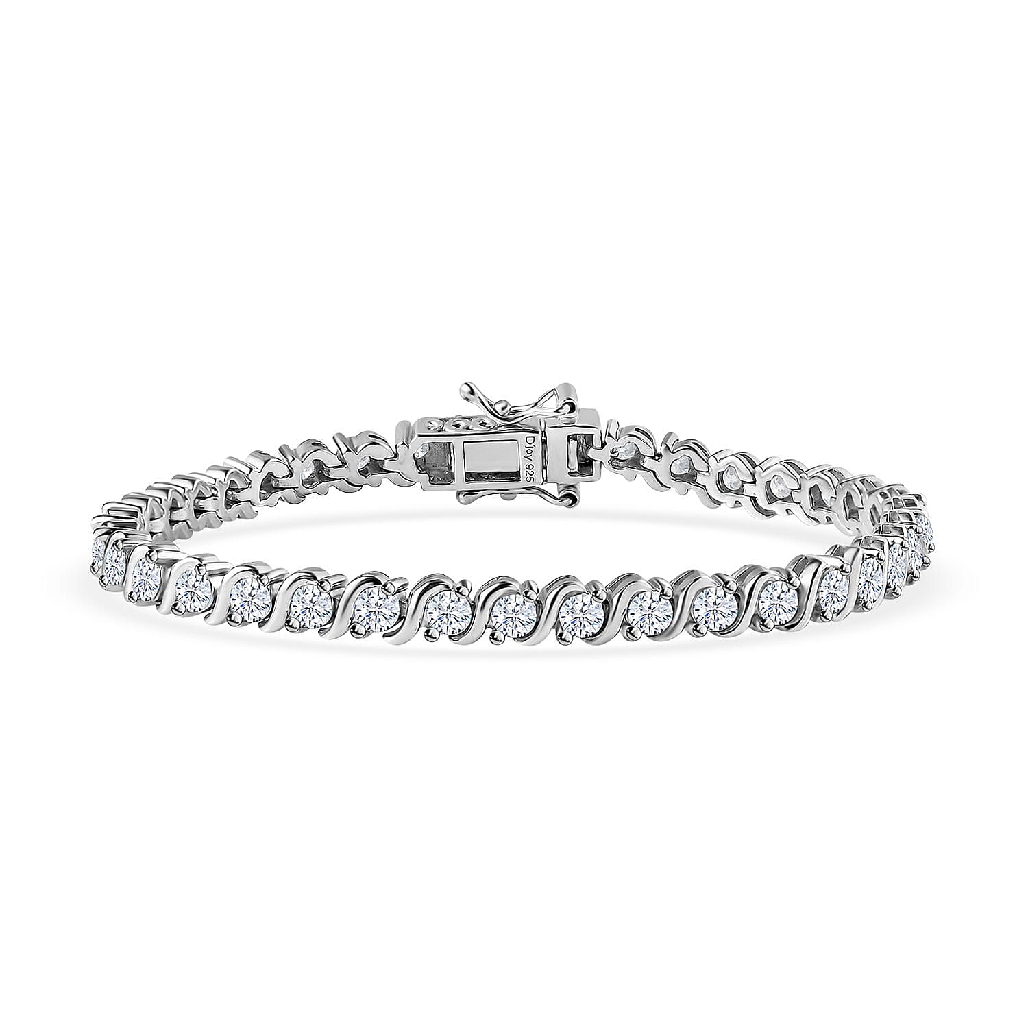 Moissanite Line Bracelet in Platinum Over Sterling Silver (6.50 In) 3.60 ctw