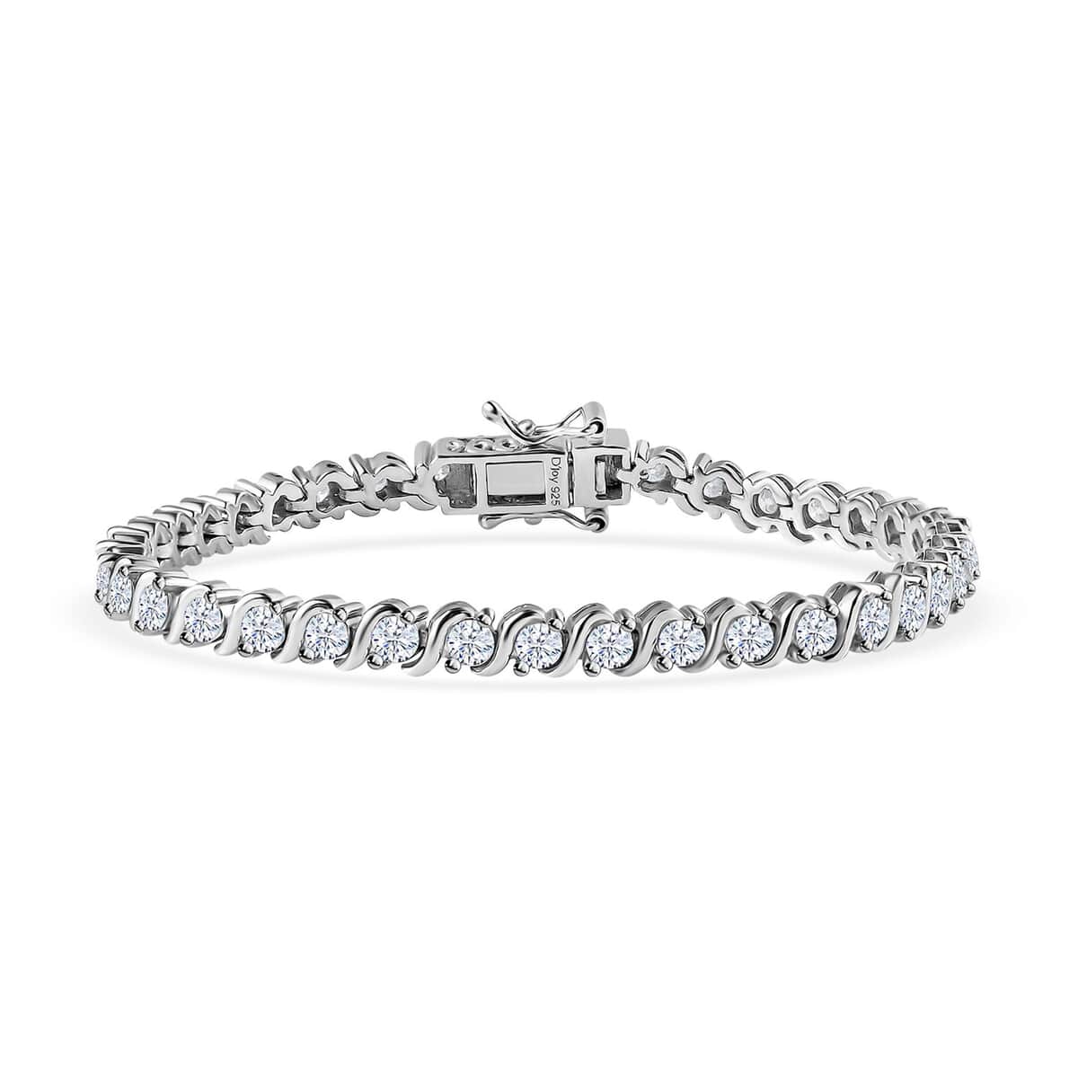 Moissanite Line Bracelet in Platinum Over Sterling Silver (6.50 In) 3.60 ctw image number 0