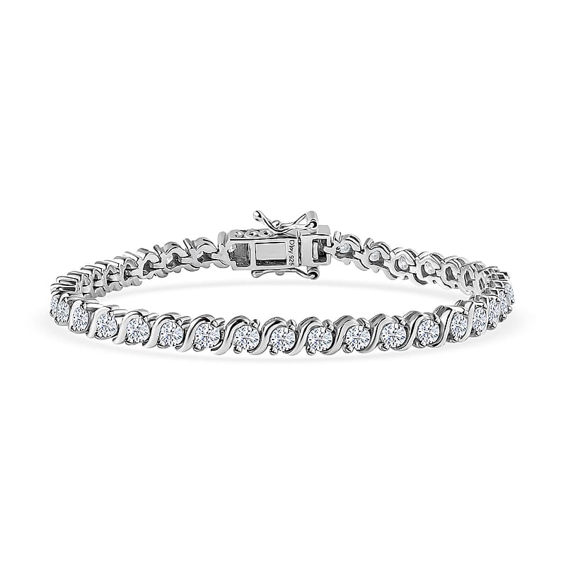 Moissanite Line Bracelet in Platinum Over Sterling Silver (6.50 In) 3.60 ctw