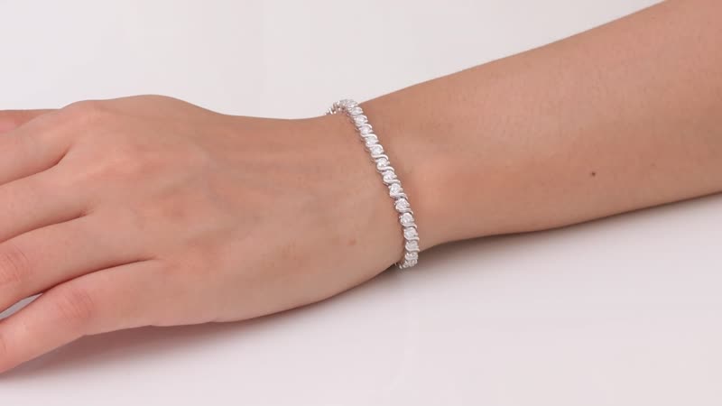 TLV Moissanite Linking Bracelet in Platinum Over Sterling Silver (6.50 In) 3.60 ctw