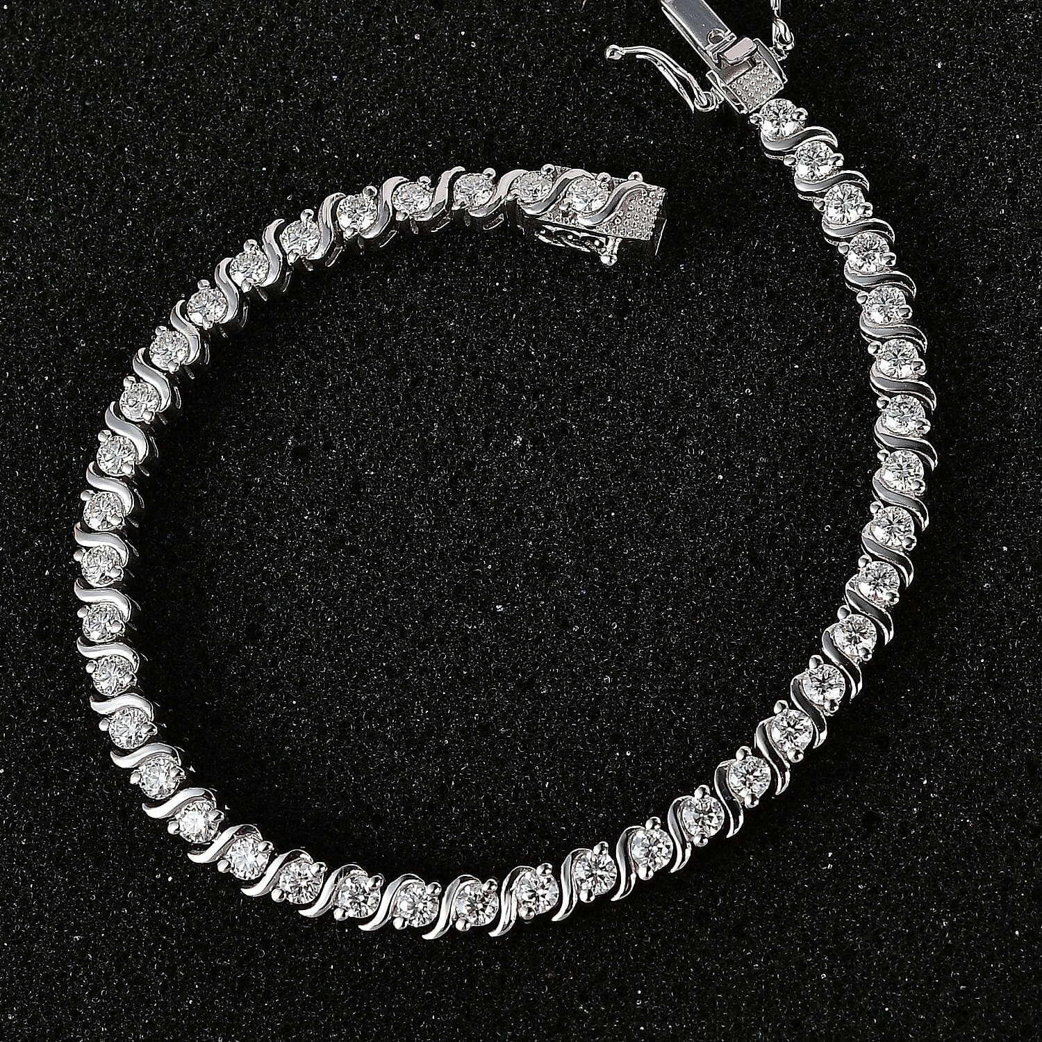 Moissanite Line Bracelet in Platinum Over Sterling Silver (6.50 In) 3.60 ctw