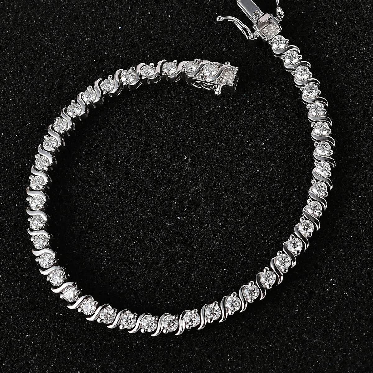 Moissanite Line Bracelet in Platinum Over Sterling Silver (6.50 In) 3.60 ctw image number 2