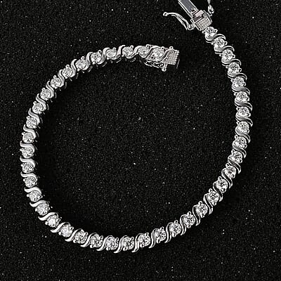 Moissanite Line Bracelet in Platinum Over Sterling Silver (6.50 In) 3.60 ctw
