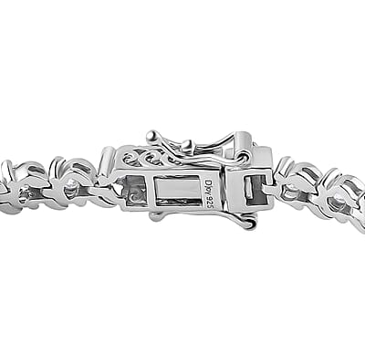 Moissanite Line Bracelet in Platinum Over Sterling Silver (6.50 In) 3.60 ctw