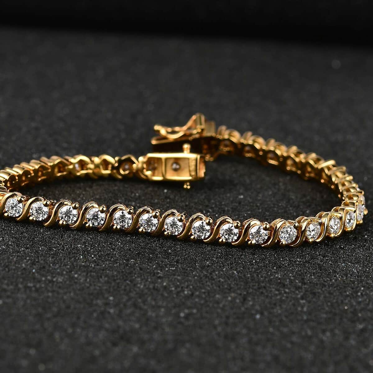 Moissanite Line Bracelet in Vermeil Yellow Gold Over Sterling Silver (6.50 In) 3.60 ctw image number 2