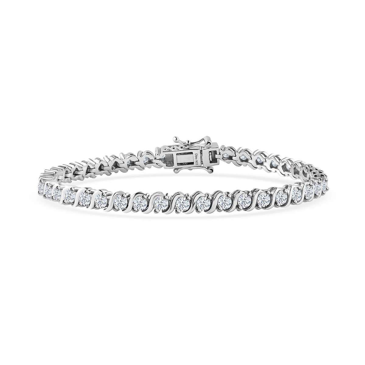 Moissanite Line Bracelet in Platinum Over Sterling Silver (7.25 In) 4.00 ctw image number 0